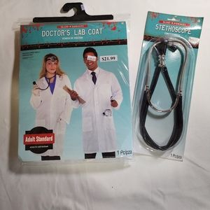 Doctors lab coat costume w/novelty stethoscope